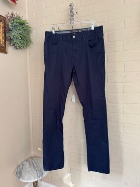 Michael Kors Parker Slim Fit Mens Navy Blue 5-Pocket Pants 34x34 Stretch Chino
